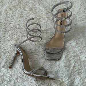 Silver diamanté heels